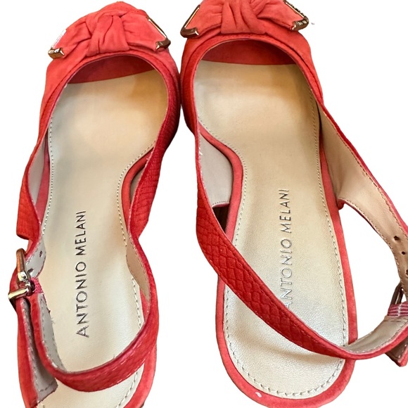 Antonio Melani Coral Orange Suede wedge heels size 8 - Picture 5 of 10